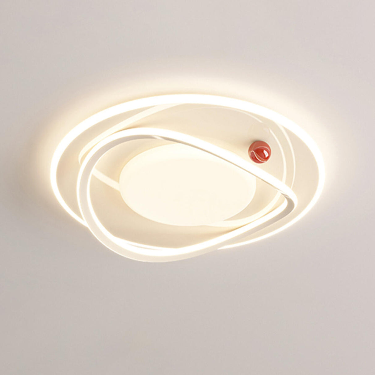 Modern Beige Circle LED Flush Mount Ceiling Light Image - 14