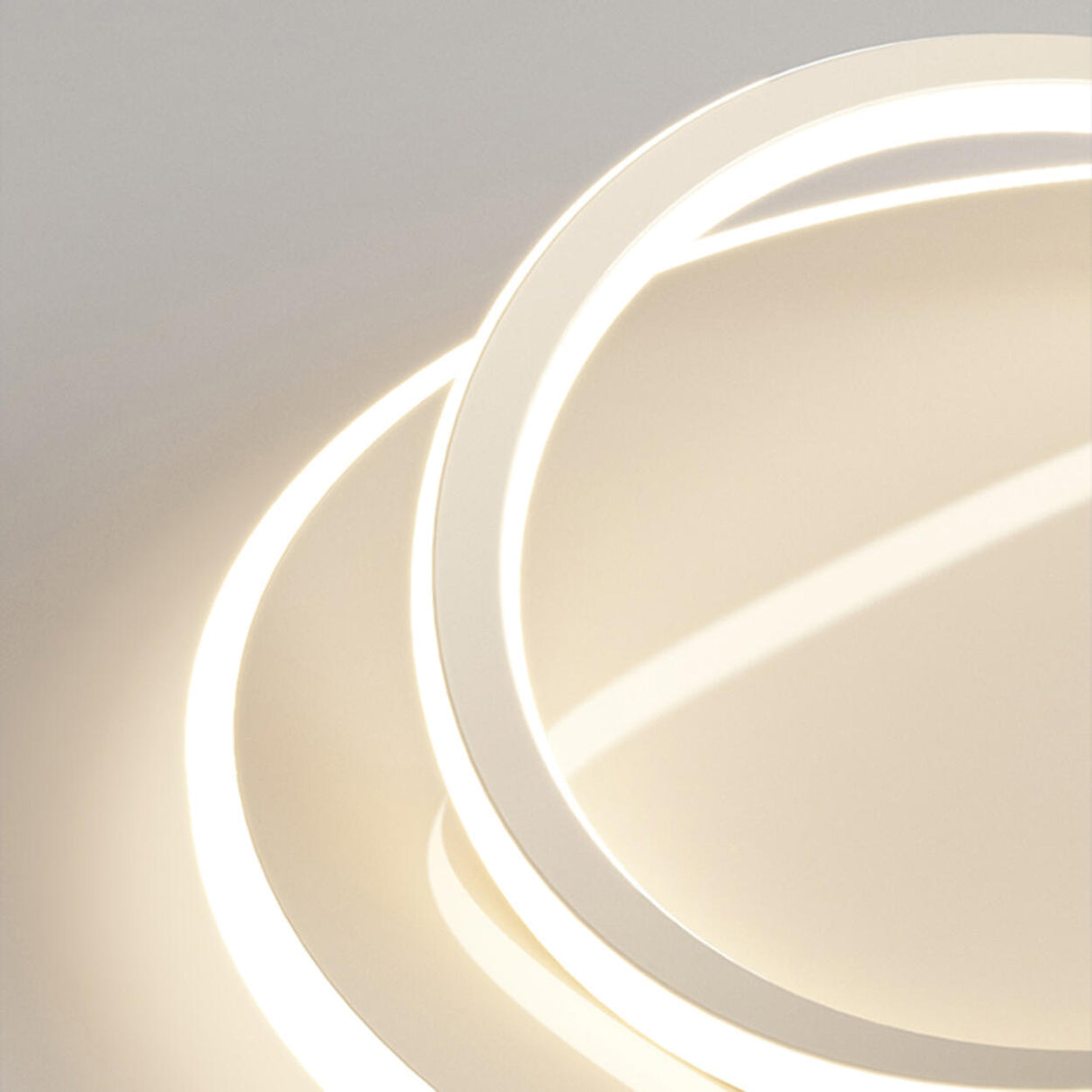 Modern Beige Circle LED Flush Mount Ceiling Light Image - 16