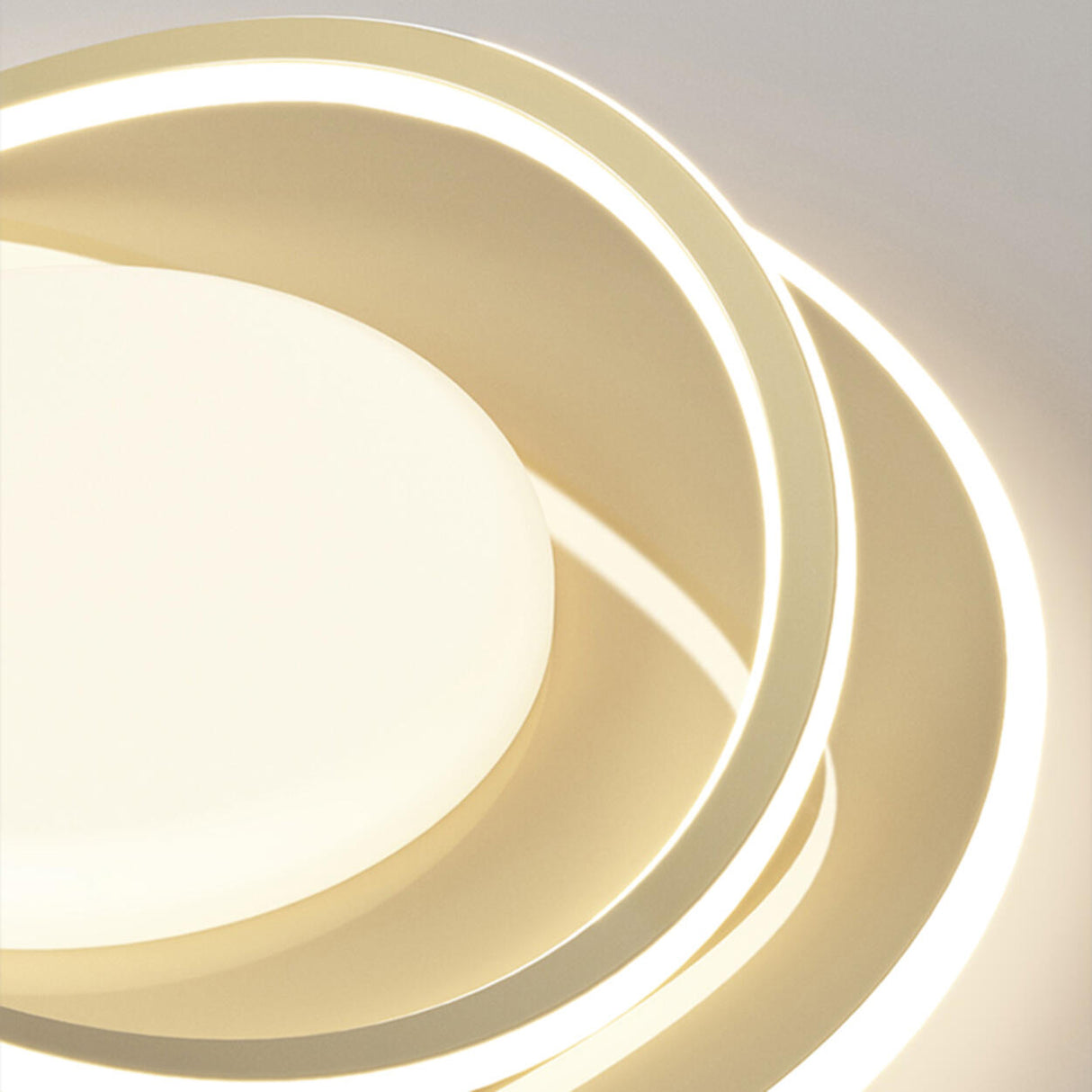 Modern Beige Circle LED Flush Mount Ceiling Light Image - 17