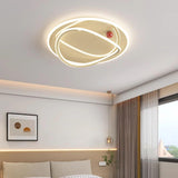 Modern Beige Circle LED Flush Mount Ceiling Light Image - 2