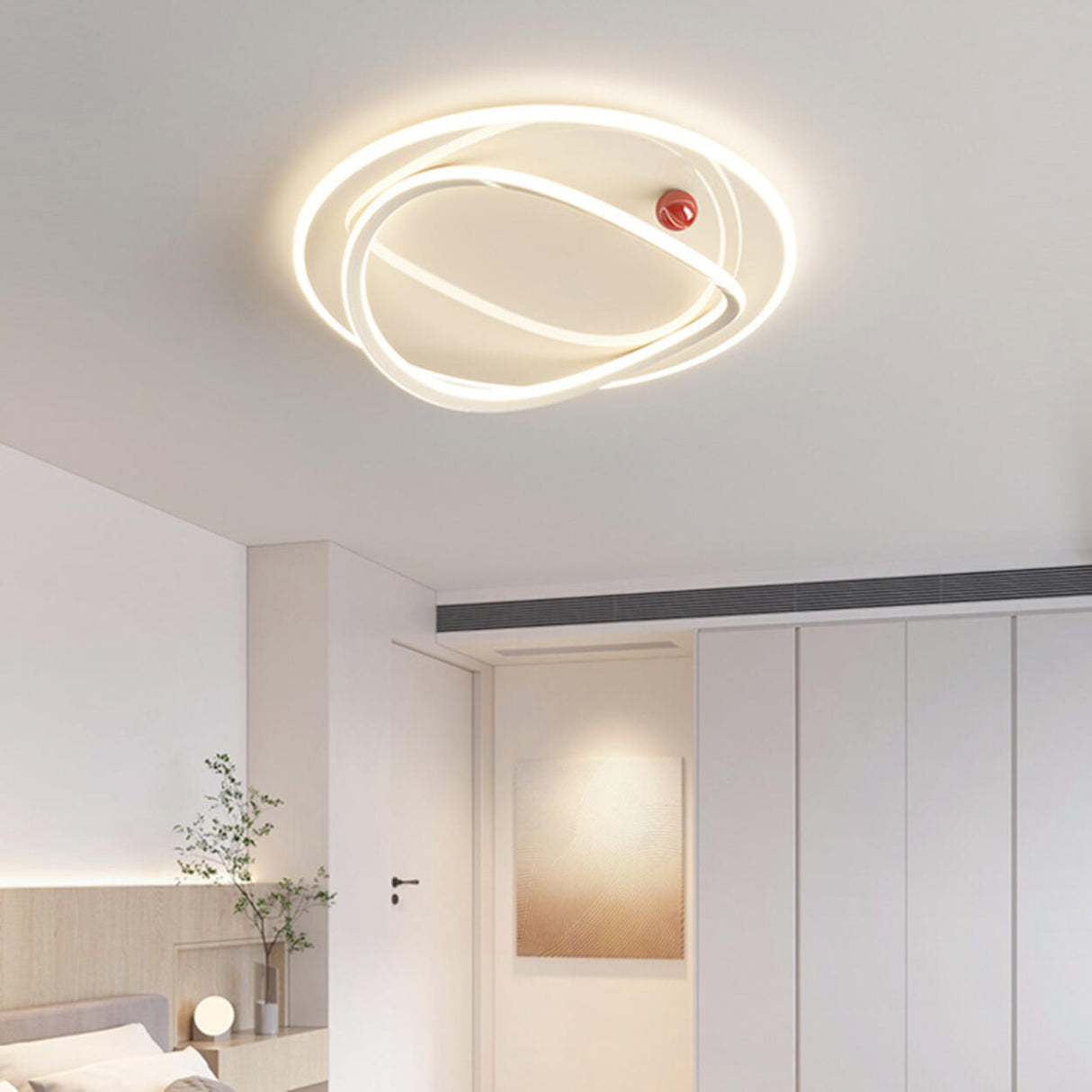 Modern Beige Circle LED Flush Mount Ceiling Light Image - 3