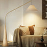 Modern Beige Cone Fabric Gibson Arc LED Floor Lamp Image - 1