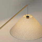 Modern Beige Cone Fabric Gibson Arc LED Floor Lamp Image - 10