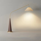 Modern Beige Cone Fabric Gibson Arc LED Floor Lamp Image - 6