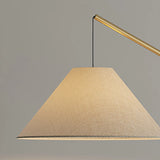 Modern Beige Cone Fabric Gibson Arc LED Floor Lamp Image - 8