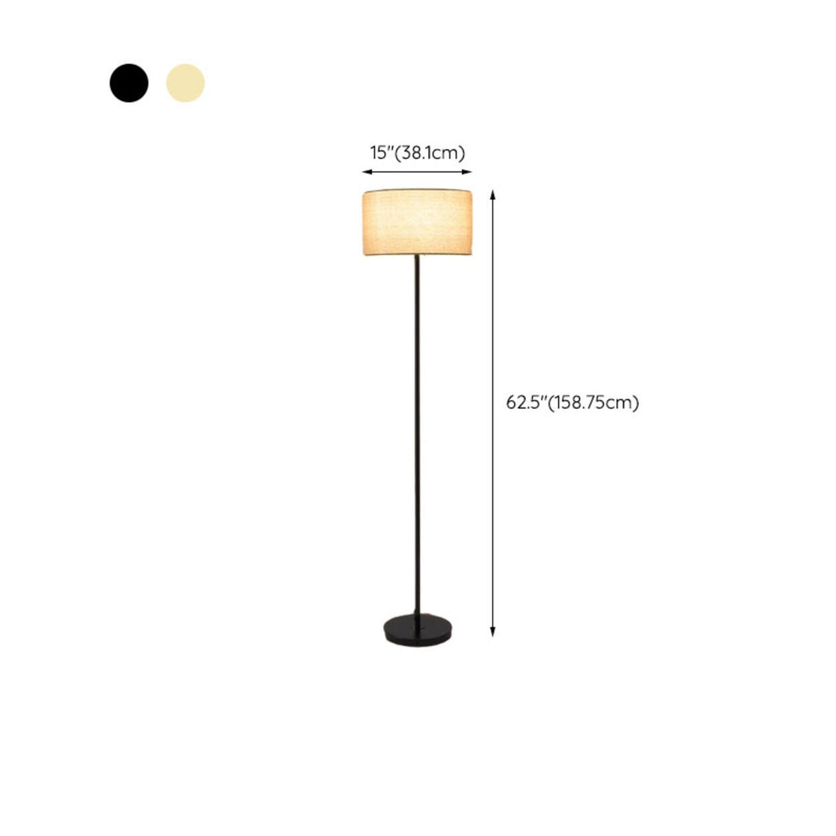 Modern Beige Drum and Black Column Metal Floor Lamp 