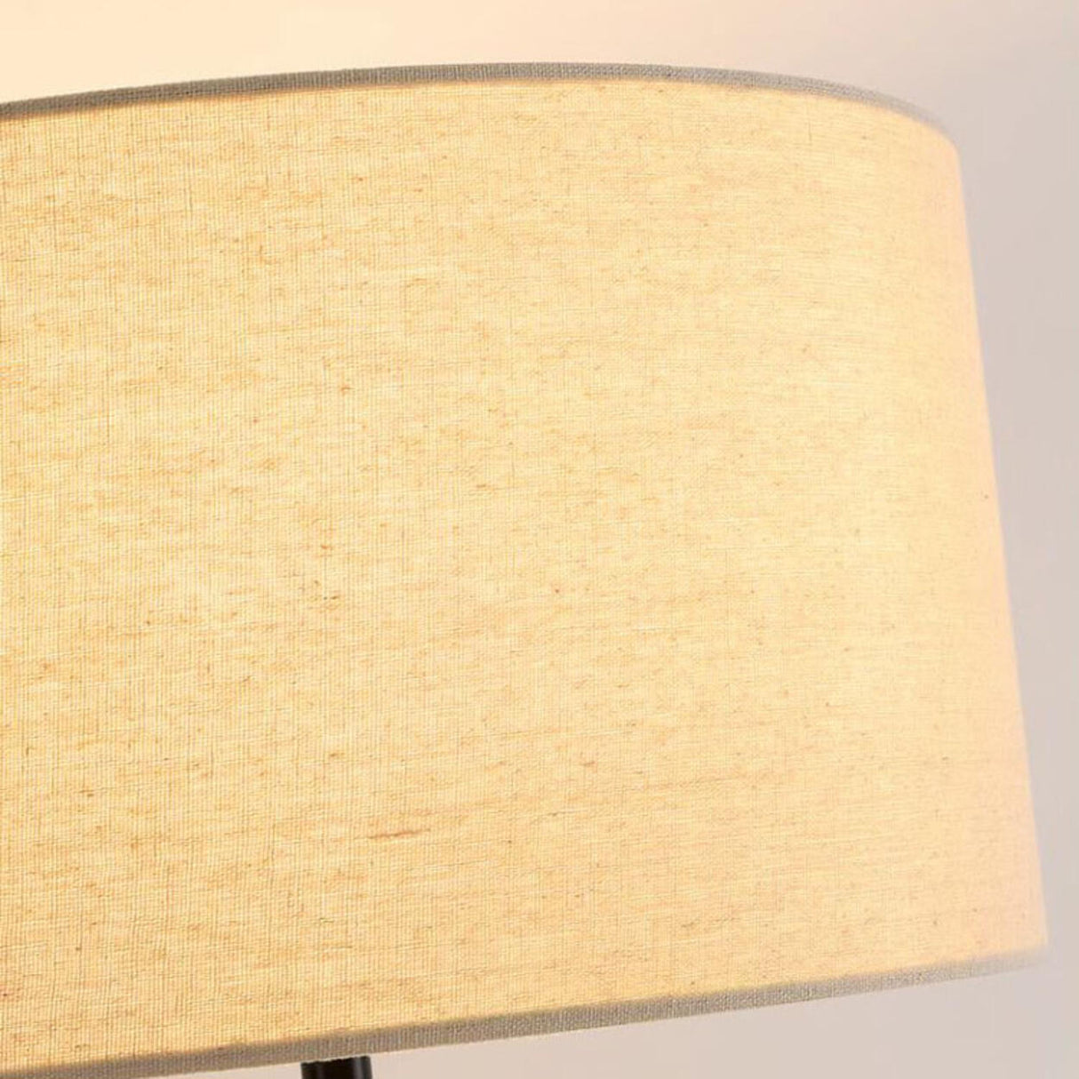 Modern Beige Drum and Black Column Metal Floor Lamp Image - 9