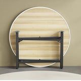 Modern Beige Extendable Folding Round Wood Dining Table Image - 6