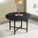 Modern Beige Extendable Folding Round Wood Dining Table Image - 9