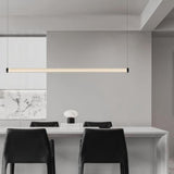 Modern Beige Linear LED Pendant Light Kitchen Island Image - 3