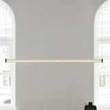 Modern Beige Linear LED Pendant Light Kitchen Island Image - 8