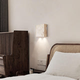 Modern Beige Square Stone Bedroom LED Wall Sconce Image - 1