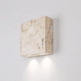 Modern Beige Square Stone Bedroom LED Wall Sconce Image - 11