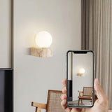 Modern Beige Square Stone Bedroom LED Wall Sconce Image - 12