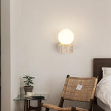 Modern Beige Square Stone Bedroom LED Wall Sconce Image - 5