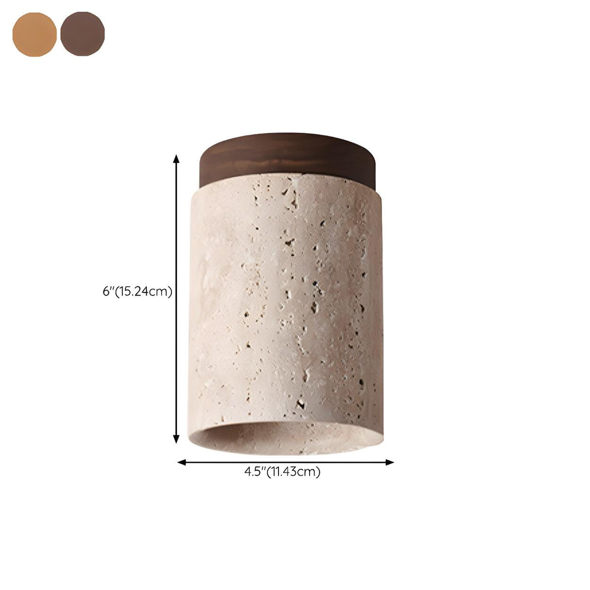 Modern Beige Stone Cylinder Flush Mount Ceiling Light 