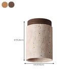 Modern Beige Stone Cylinder Flush Mount Ceiling Light #size