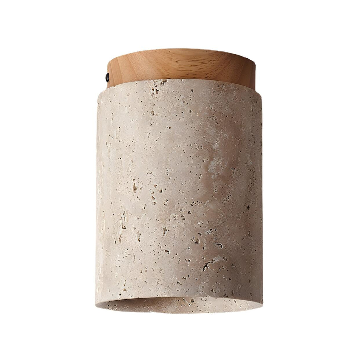 Modern Beige Stone Cylinder Flush Mount Ceiling Light Image - 5