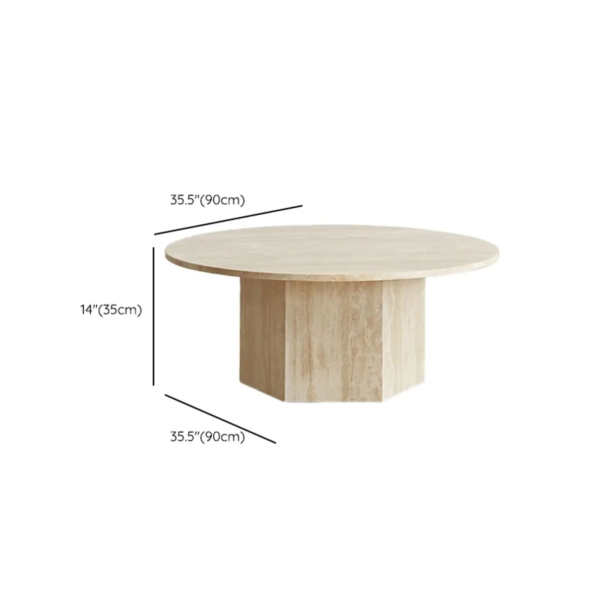 Modern Beige Travertine Stone Round Low Coffee Table 