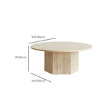 Modern Beige Travertine Stone Round Low Coffee Table Image - 13