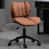 Modern Beige Upholstered Alloy Office Stool with Wheels Image - 10