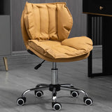 Modern Beige Upholstered Alloy Office Stool with Wheels Image - 21