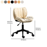 Modern Beige Upholstered Alloy Office Stool with Wheels #size