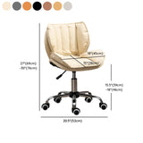 Modern Beige Upholstered Alloy Office Stool with Wheels Image - 25