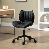 Modern Beige Upholstered Alloy Office Stool with Wheels Image - 7