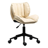 Modern Beige Upholstered Alloy Office Stool with Wheels Image - 9