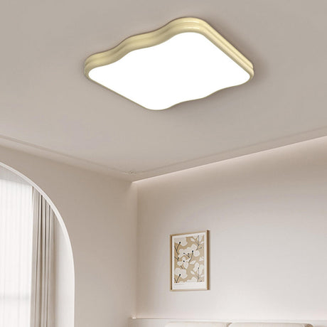 Modern Beige Wave Square LED Flush Mount Ceiling Light Image - 1