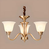 Modern Bell Brass Living Room Large Gold 8-Light Chandelier Image - 2