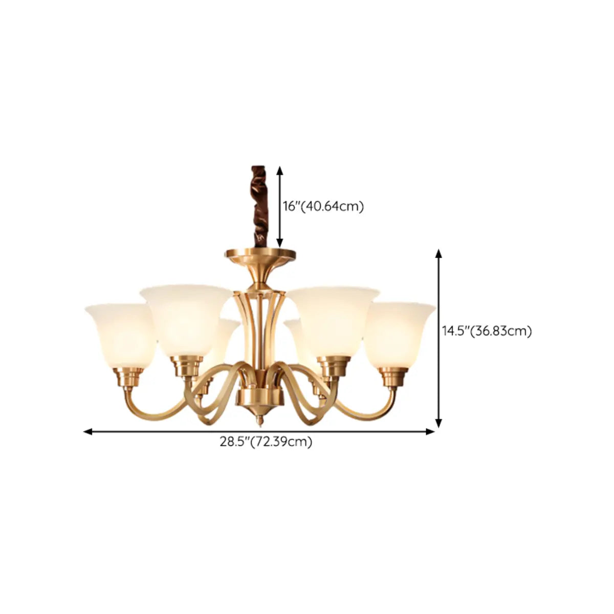 Modern Bell Brass Living Room Large Gold 8-Light Chandelier Image - 20