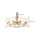 Modern Bell Brass Living Room Large Gold 8-Light Chandelier Image - 22