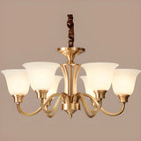 Modern Bell Brass Living Room Large Gold 8-Light Chandelier Image - 4