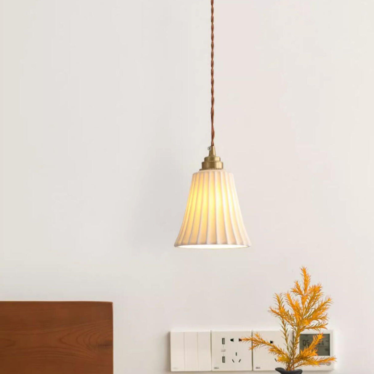 Modern Bell White Alloy Pendant Light Adjustable Rope Image - 1