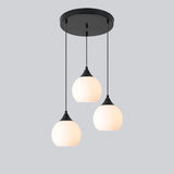 Modern Black 3-Light GLobe White Glass Pendant Light Image - 5