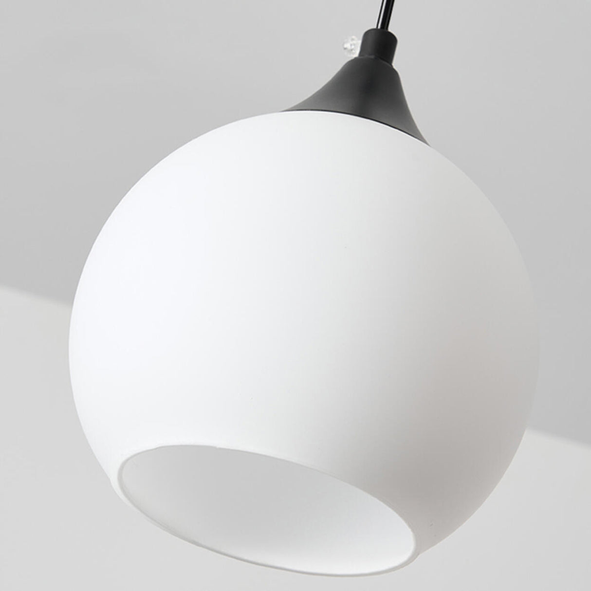 Modern Black 3-Light GLobe White Glass Pendant Light Image - 7