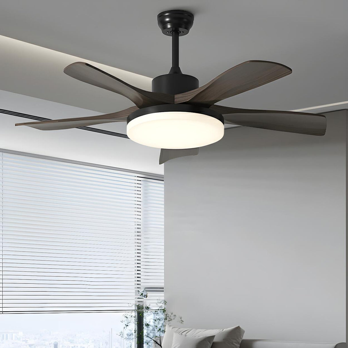 Modern Black 5 Blade Standard LED Ceiling Fan Light Image - 1