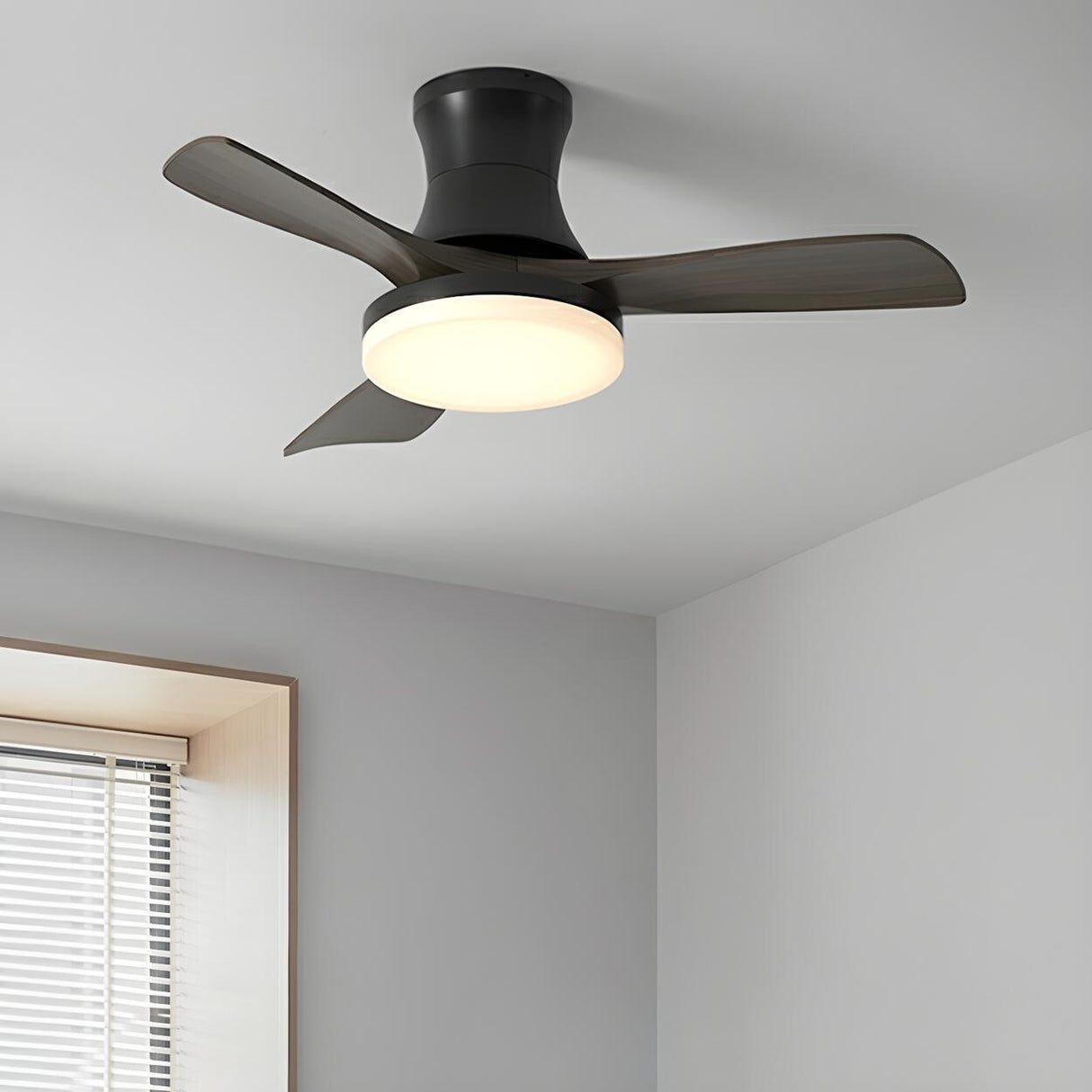 Modern Black 5 Blade Standard LED Ceiling Fan Light Image - 13