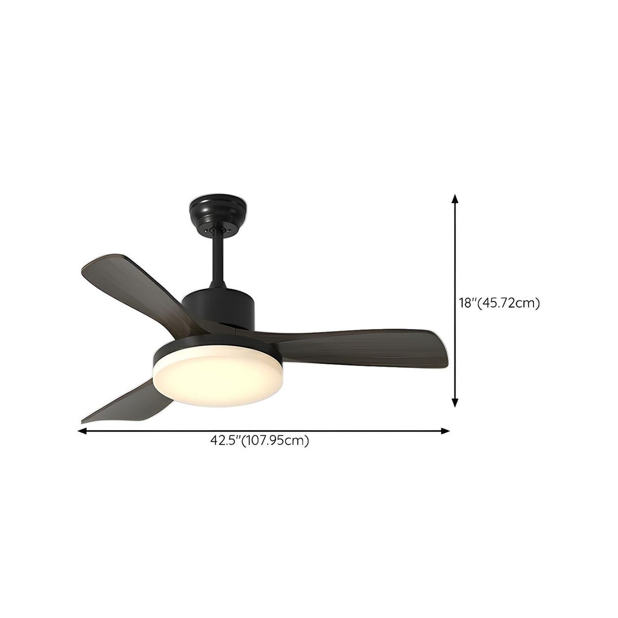 Modern Black 5 Blade Standard LED Ceiling Fan Light 