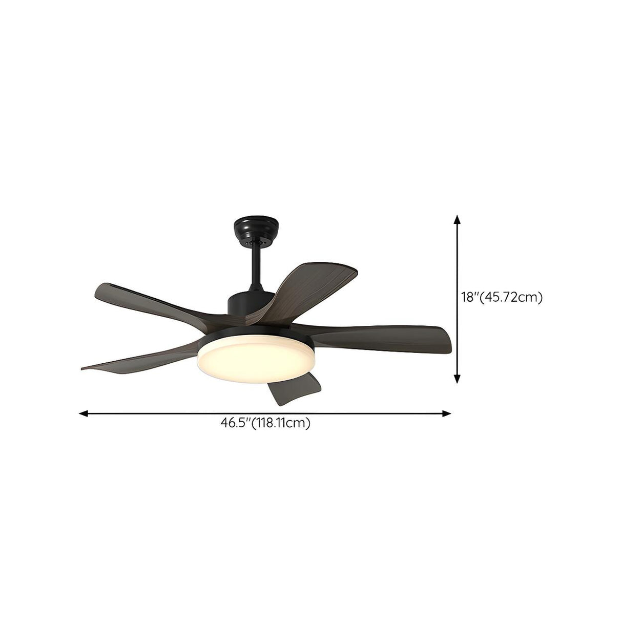 Modern Black 5 Blade Standard LED Ceiling Fan Light Image - 16