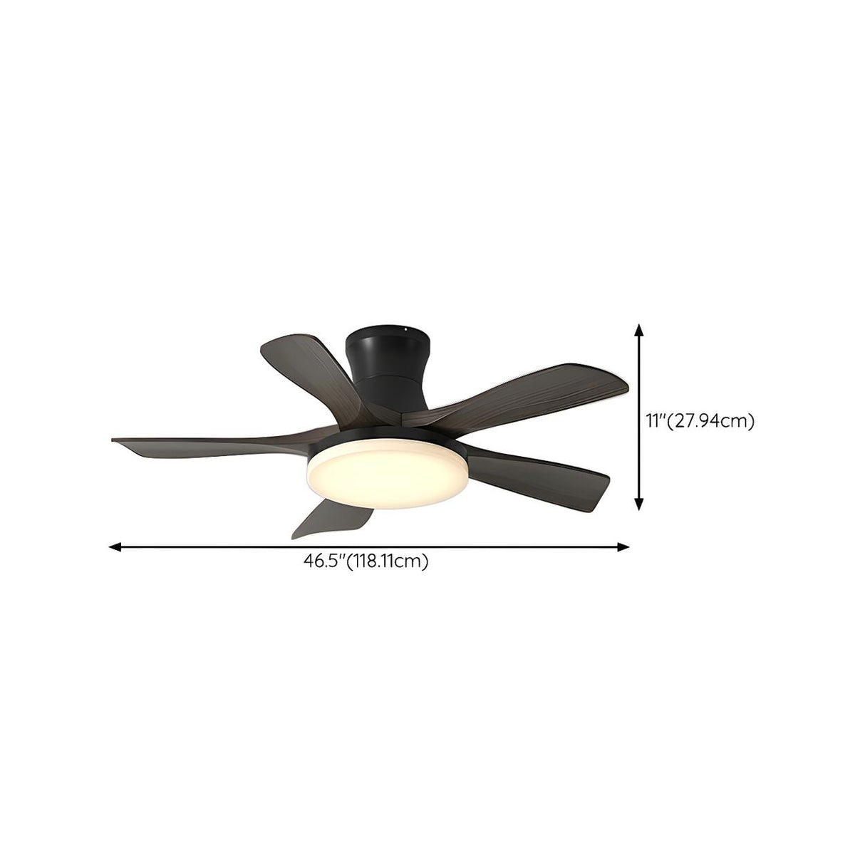 Modern Black 5 Blade Standard LED Ceiling Fan Light Image - 18