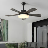 Modern Black 5 Blade Standard LED Ceiling Fan Light Image - 9