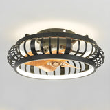 Modern Black 5 Blades Creative Cage Ceiling Fan Light Image - 6