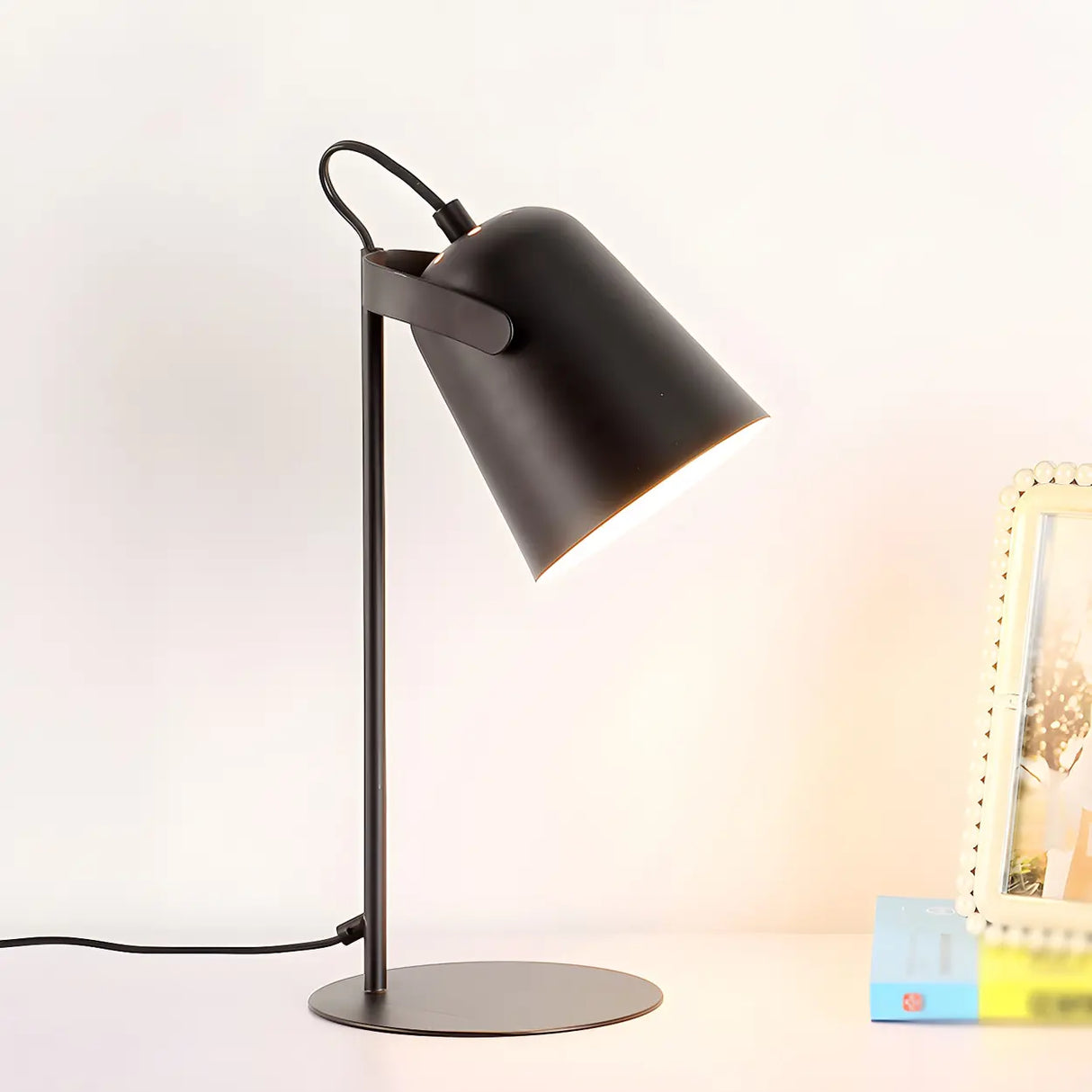 Modern Black Adjustable Shade Metal  Study Desk Lamp Image - 1