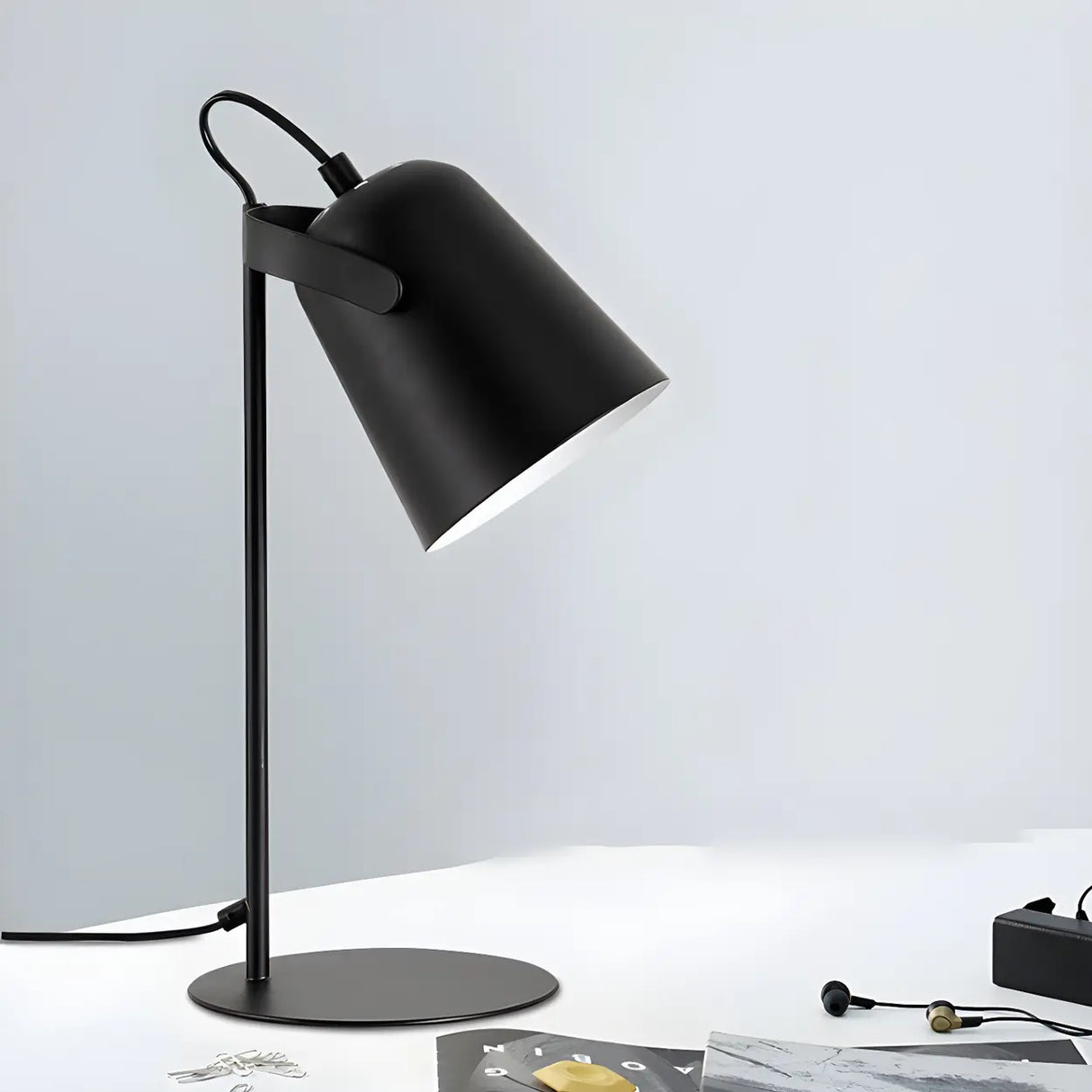 Modern Black Adjustable Shade Metal  Study Desk Lamp Image - 3