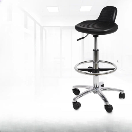 Modern Black Alloy Low Back Office Stool with Casters Image - 1