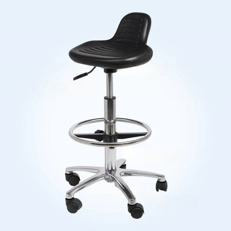 Modern Black Alloy Low Back Office Stool with Casters Image - 14