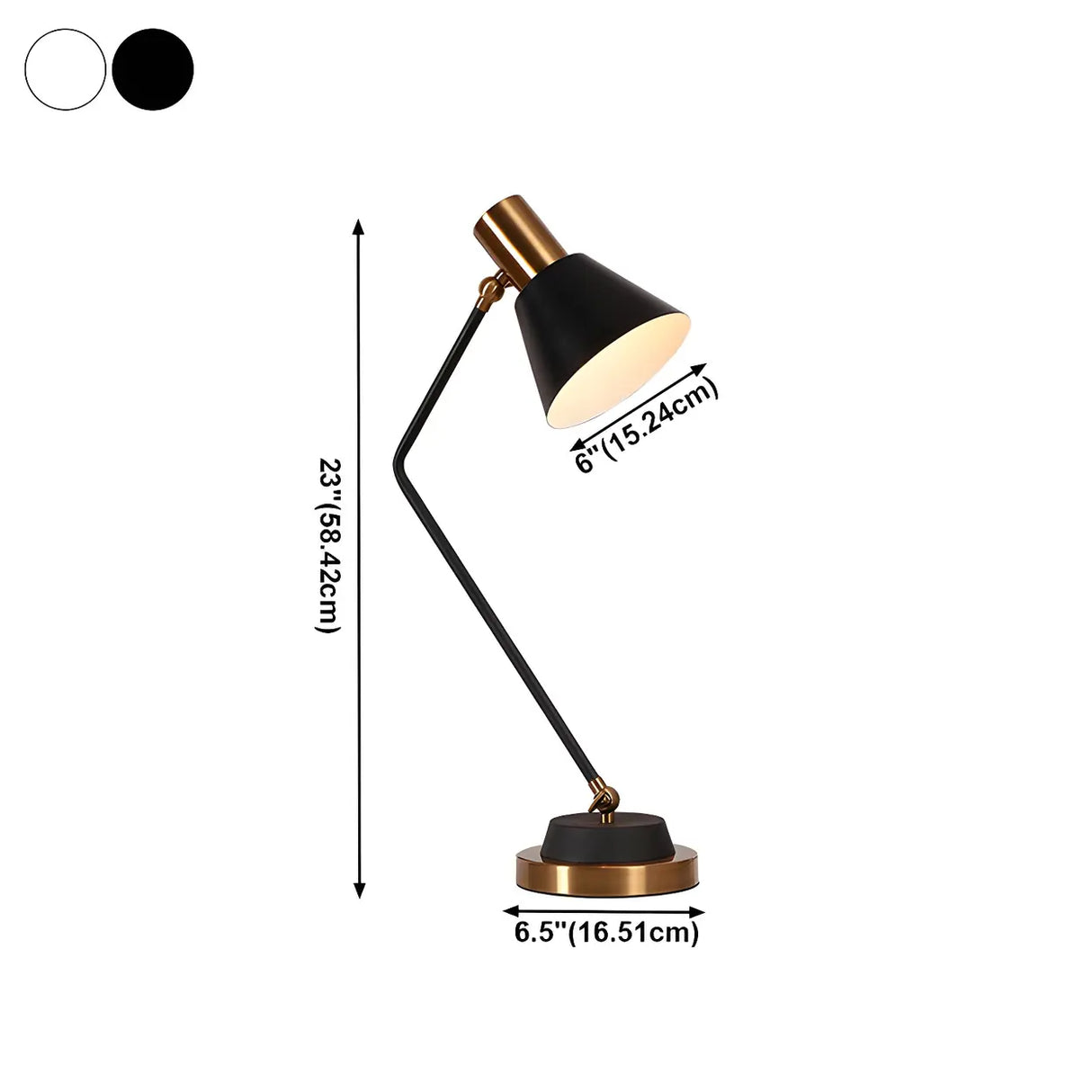 Modern Black and Gold Cone Table Lamp for Study Room 